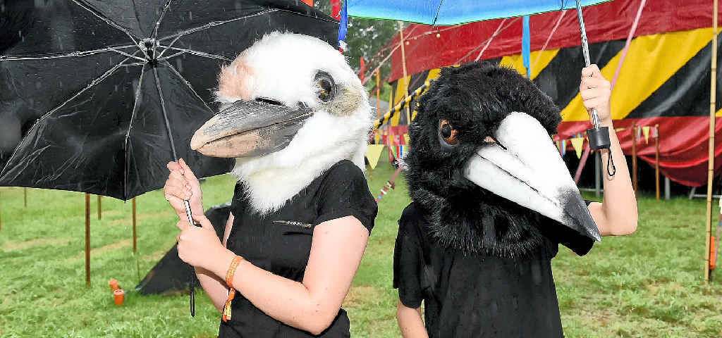 HAVING A BALL AT FESTIVAL: Masked Family Outings with Peta and Liam Kishawi from Gympie. HAVING A BALL AT FESTIVAL: Masked Family Outings with Peta and Liam Kishawi from Gympie.